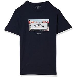 JACK & JONES JORBOOSTER Tee SS Crew Neck AUG 22 T-shirt, Navy Blazer, L