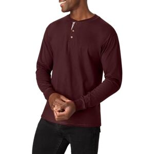 Hanes Heren T-shirts, BeefyT Henley Shirts, Heren Katoen Lange Mouwen Shirts, Glühwein Berry, S Hanes Heren T-shirts, BeefyT Henley Shirts, Heren Katoen Lange Mouwen Shirts, Glühwein Berry, S