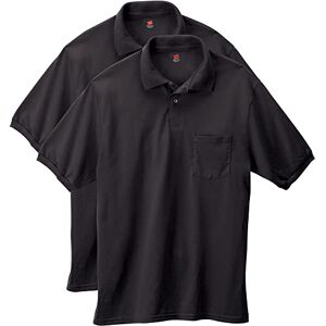 Hanes Men's Short Sleeve Jersey Pocket Polo, Black, XX-Large (Pack of 2) Hanes Men's Short Sleeve Jersey Pocket Polo, Black, XX-Large (Pack of 2)