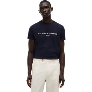 Tommy Hilfiger Heren T-shirt met korte mouwen Core Tommy logo ronde hals, blauw (Sky Captain), S Tommy Hilfiger Heren T-shirt met korte mouwen Core Tommy logo ronde hals, blauw (Sky Captain), S