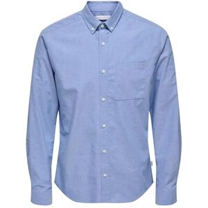 Only & Sons ONLY&SONS Herenoverhemd Slim Fit Lange Mouw Oxford Stijlvol Comfortabel Mannenhemd, Colour:Blue-3, Size:L Only & Sons ONLY&SONS Herenoverhemd Slim Fit Lange Mouw Oxford Stijlvol Comfortabel Mannenhemd, Colour:Blue-3, Size:L
