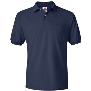 Hanes Heren korte mouwen Jersey Pocket Polo (Pack van 2) blauw L Hanes Heren korte mouwen Jersey Pocket Polo (Pack van 2) blauw L