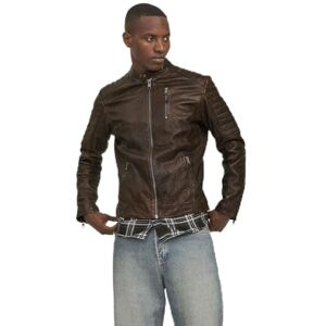 JACK & JONES Heren Jjerichard Leather Jacket Noos leren jas, Brown Stone, XS JACK & JONES Heren Jjerichard Leather Jacket Noos leren jas, Brown Stone, XS