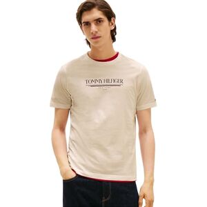 Tommy Hilfiger S/S T-shirt voor heren, Beige (Kranten), M Tommy Hilfiger S/S T-shirt voor heren, Beige (Kranten), M