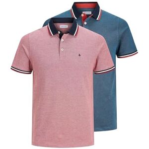 JACK & JONES Heren poloshirt 2-pack effen hemdkraag poloshirt, Rio Red/Pack: 1rio Red 1Denim Blue, S JACK & JONES Heren poloshirt 2-pack effen hemdkraag poloshirt, Rio Red/Pack: 1rio Red 1Denim Blue, S