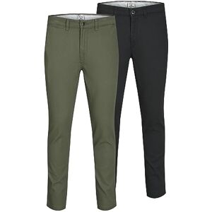 JACK & JONES Mannelijke chinobroek, pak van 2 stuks, slimfit ch, Zwart/Dusty Olive, 33W / 32L JACK & JONES Mannelijke chinobroek, pak van 2 stuks, slimfit ch, Zwart/Dusty Olive, 33W / 32L