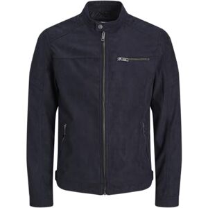 JACK & JONES Mann Imitatieleer Jas Biker Blouson Bomberjacke JJEROCKY Ontwerp Jas Overgangsjas, Colour:Black, Size:L JACK & JONES Mann Imitatieleer Jas Biker Blouson Bomberjacke JJEROCKY Ontwerp Jas Overgangsjas, Colour:Black, Size:L