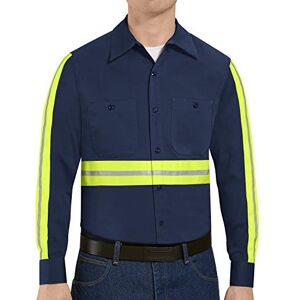 Red Kap Men's Size Short Sleeve Wrinkle-Resistant Cotton Work Shirt, Navy with Yellow/Green Visibility Trim, Large Tall Red Kap Men's Size Short Sleeve Wrinkle-Resistant Cotton Work Shirt, Navy with Yellow/Green Visibility Trim, Large Tall