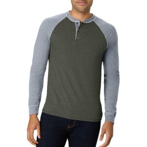 Hanes Heren Lange Mouw (Henleylongsleeve Beefy Henley Shirt, Camouflage Groen Heather/Oxford Grijs, XXL Hanes Heren Lange Mouw (Henleylongsleeve Beefy Henley Shirt, Camouflage Groen Heather/Oxford Grijs, XXL