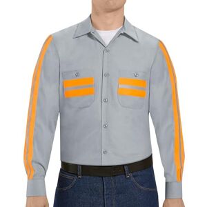 Red Kap Men's Enhanced Visibility Industrial Work Shirt, Regular Fit, Long Sleeve, Light Grey with Trim, 2X-Large Red Kap Men's Enhanced Visibility Industrial Work Shirt, Regular Fit, Long Sleeve, Light Grey with Trim, 2X-Large