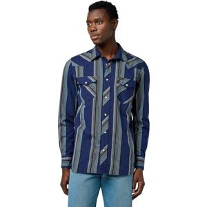 Wrangler Heren Western Indigo Shirt, blauw (vintage blauw), L Wrangler Heren Western Indigo Shirt, blauw (vintage blauw), L