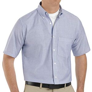 Red Kap Men's Standard Executive Oxford Dress Shirt, Short Sleeve, Blue/White Stripe, 3X-Large Red Kap Men's Standard Executive Oxford Dress Shirt, Short Sleeve, Blue/White Stripe, 3X-Large