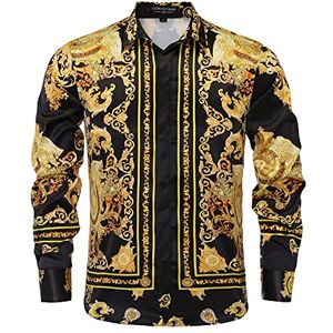 GSBOGOSSE Heren Luxe Merk Gedrukt Zijde Zoals Satijn Button Down Jurk Shirt voor Party Prom Lange Mouw Slim Fit Bloemen Nachtclub Shirt, Veelkleurig16, M GSBOGOSSE Heren Luxe Merk Gedrukt Zijde Zoals Satijn Button Down Jurk Shirt voor Party Prom Lange Mouw Slim Fit Bloemen Nachtclub Shirt, Veelkleurig16, M