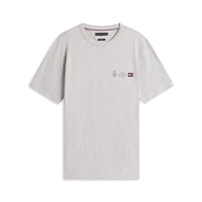 Tommy Hilfiger Heren Small Crest Outline TEE MW0MW40011 S/S T-shirt, grijs, S, Grijs (Medium Grey Heather), S Tommy Hilfiger Heren Small Crest Outline TEE MW0MW40011 S/S T-shirt, grijs, S, Grijs (Medium Grey Heather), S