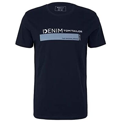 Tom Tailor Denim Mannen T-shirt met logoprint 1030693, 10668 Sky Captain Blue, XL Tom Tailor Denim Mannen T-shirt met logoprint 1030693, 10668 Sky Captain Blue, XL