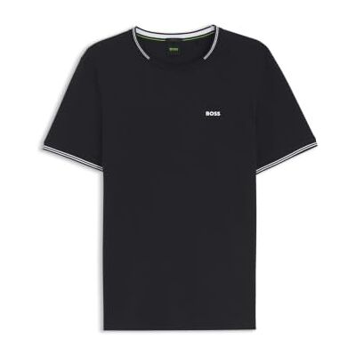 Boss Heren Taul Stretch Katoen T-shirt met Logo en Strepen Boss Heren Taul Stretch Katoen T-shirt met Logo en Strepen