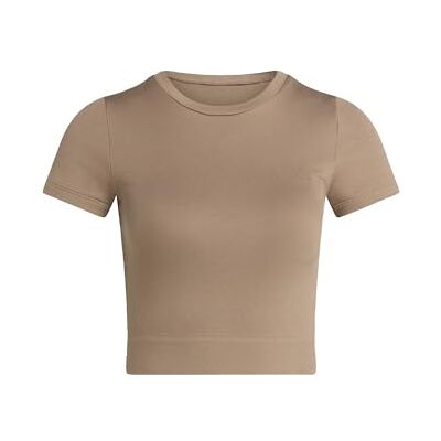 adidas Mujer Workout Essentials Knit Baby Tee, chalky brown, L adidas Mujer Workout Essentials Knit Baby Tee, chalky brown, L