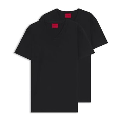 Boss HUGO Heren V Twee V-hals T-shirts in Stretch Jersey, Zwart, XS Boss HUGO Heren V Twee V-hals T-shirts in Stretch Jersey, Zwart, XS