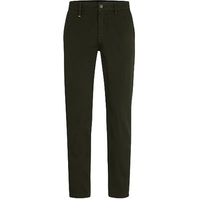 Boss Heren Schino Taber-1 D Tapered-Fit Chino van overgekleurd katoen-satijn met elastaan, Open Green346, 31W / 34L Boss Heren Schino Taber-1 D Tapered-Fit Chino van overgekleurd katoen-satijn met elastaan, Open Green346, 31W / 34L