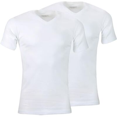 Set van 2 Witte V-hals T-shirts - Comfortabel & Veelzijdig Set van 2 Witte V-hals T-shirts - Comfortabel & Veelzijdig