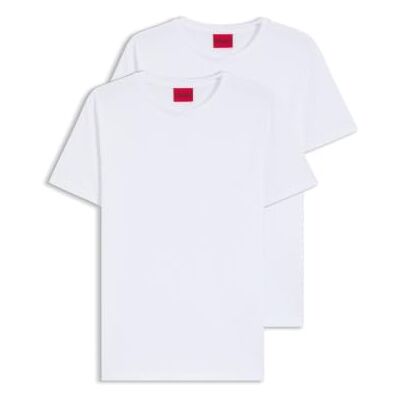 Boss HUGO Heren ronde twee ronde hals T-shirts in stretch jersey, Wit, S Boss HUGO Heren ronde twee ronde hals T-shirts in stretch jersey, Wit, S