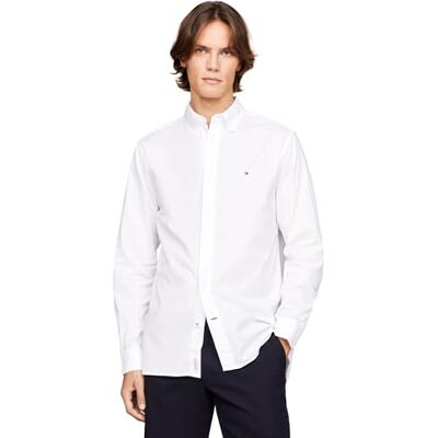 Tommy Hilfiger Poplin Regular Fit Herenoverhemden met lange mouwen, ook verkrijgbaar in groot en lang, Kleur: wit., L Tommy Hilfiger Poplin Regular Fit Herenoverhemden met lange mouwen, ook verkrijgbaar in groot en lang, Kleur: wit., L