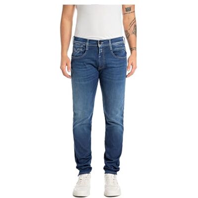 Replay Anbass Hyperflex Eco Plus Slim Fit Jeans voor heren, 009, medium blue., 29W x 34L Replay Anbass Hyperflex Eco Plus Slim Fit Jeans voor heren, 009, medium blue., 29W x 34L