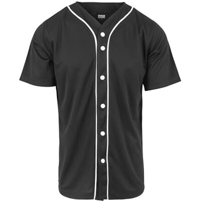 Urban Classics Baseball Jersey heren Casual Sportshirt, korte mouwen, T-shirt met knopen en strepen, V-hals, standaard pasvorm Urban Classics Baseball Jersey heren Casual Sportshirt, korte mouwen, T-shirt met knopen en strepen, V-hals, standaard pasvorm