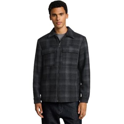 Tom Tailor Denim Heren 1052259 Overhemd in wol-look (1 stuk), 40625 Black Grey Wool Check, M Tom Tailor Denim Heren 1052259 Overhemd in wol-look (1 stuk), 40625 Black Grey Wool Check, M