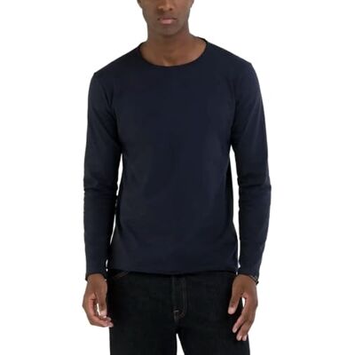 Replay Basic longsleeve voor heren, regular fit met ronde hals, 067 Night Blue, M Replay Basic longsleeve voor heren, regular fit met ronde hals, 067 Night Blue, M