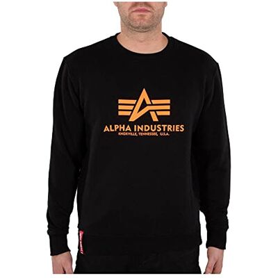 Alpha Basis Reflecterende Print Sweatshirt voor Mannen Black/Refl.Oran Alpha Basis Reflecterende Print Sweatshirt voor Mannen Black/Refl.Oran