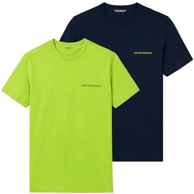 Giorgio Armani Man's Pure Cotton 2-Pack T-shirt met ronde hals Blauw XL Regular FIT, Blauw, XL Giorgio Armani Man's Pure Cotton 2-Pack T-shirt met ronde hals Blauw XL Regular FIT, Blauw, XL