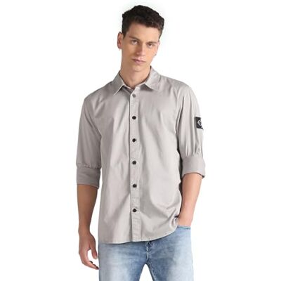Calvin Jeans Casual overhemden voor heren, Grijs (Bruinvis), M Calvin Jeans Casual overhemden voor heren, Grijs (Bruinvis), M
