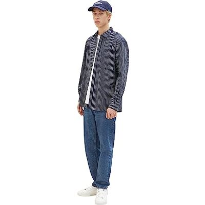 Tom Tailor Denim Uomini Overhem 1034909, 31144 Navy Off White Stripe, M Tom Tailor Denim Uomini Overhem 1034909, 31144 Navy Off White Stripe, M
