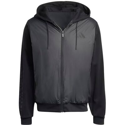 adidas Hombre Essentials CLIMAWARM 3 Stripes Insulated Hooded Hybrid Jackets, black, XL adidas Hombre Essentials CLIMAWARM 3 Stripes Insulated Hooded Hybrid Jackets, black, XL