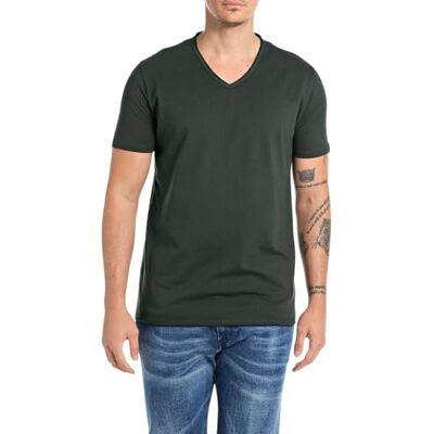 Replay Heren Regular Fit Basic T-shirt van katoen, 135 Bottle Green, XXL Replay Heren Regular Fit Basic T-shirt van katoen, 135 Bottle Green, XXL