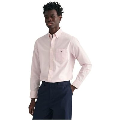GANT Regular Fit overhemd lange mouwen geknoopt strepen blauw GANT Regular Fit overhemd lange mouwen geknoopt strepen blauw