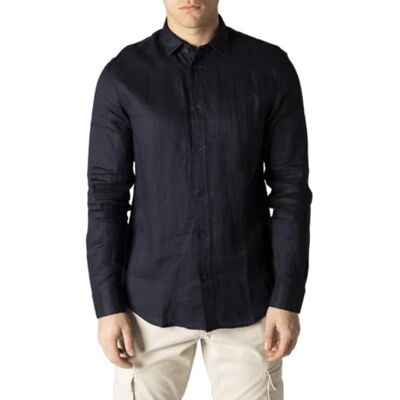 Giorgio Armani Regular, Ton Sur Ton Embroidered Logo heren Shirt Giorgio Armani Regular, Ton Sur Ton Embroidered Logo heren Shirt
