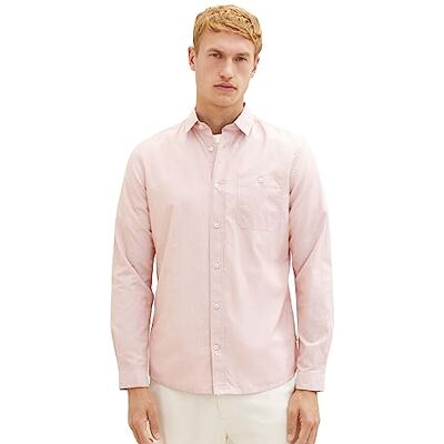 TOM TAILOR Slim fit herenhemd met fijne strepen van katoen, 32293 Red Dobby Structuur, 3XL TOM TAILOR Slim fit herenhemd met fijne strepen van katoen, 32293 Red Dobby Structuur, 3XL