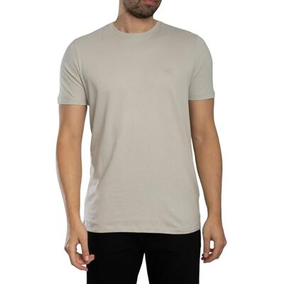 Boss Tales Relaxed-Fit T-shirt van katoen-jersey met logo-patch voor heren, Open Grey 070, L Boss Tales Relaxed-Fit T-shirt van katoen-jersey met logo-patch voor heren, Open Grey 070, L