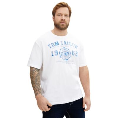 TOM TAILOR Mannen T-shirt met logoprint 1015876, 20000 White, 5XL Große Größen TOM TAILOR Mannen T-shirt met logoprint 1015876, 20000 White, 5XL Große Größen