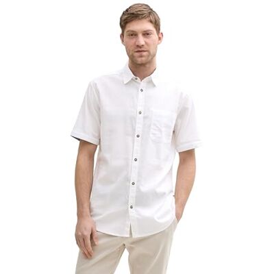 TOM TAILOR Herenhemd met korte mouwen, regular fit, met linnen aandeel, 20000 wit, XXL TOM TAILOR Herenhemd met korte mouwen, regular fit, met linnen aandeel, 20000 wit, XXL