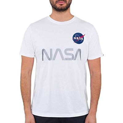 Alpha NASA Reflecterend T Shirt voor Mannen White Alpha NASA Reflecterend T Shirt voor Mannen White