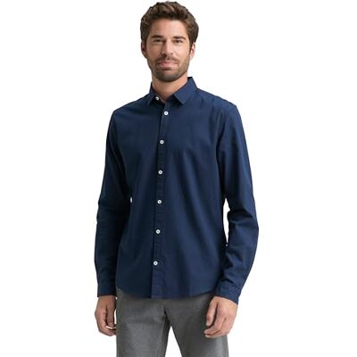 TOM TAILOR Mannen Slim fit overhemd met structuur 1023881, 10302 Dark Blue, L TOM TAILOR Mannen Slim fit overhemd met structuur 1023881, 10302 Dark Blue, L