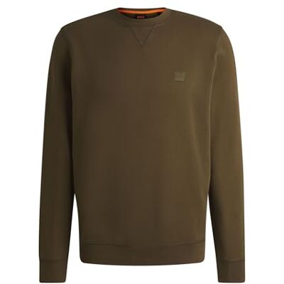 Boss Westart Relaxed-Fit sweatshirt van katoen met logo-patch, Open Green368, XS Boss Westart Relaxed-Fit sweatshirt van katoen met logo-patch, Open Green368, XS