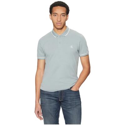 Calvin Klein Tipping Slim Fit poloshirt met korte mouwen voor heren, Grijs (lood), S Calvin Klein Tipping Slim Fit poloshirt met korte mouwen voor heren, Grijs (lood), S