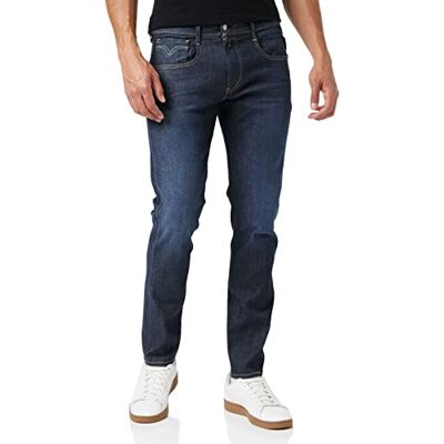 Replay Anbass Slim Fit Hyperflex Herenjeans met stretch, 007, donkerblauw, 27W / 30L Replay Anbass Slim Fit Hyperflex Herenjeans met stretch, 007, donkerblauw, 27W / 30L