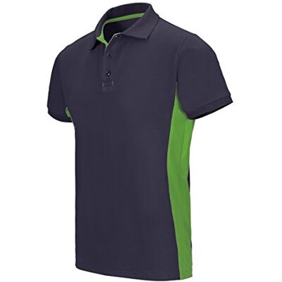 VELILLA 105504; tweekleurig poloshirt met korte mouwen; kleur marineblauw en limoengroen; maat 2XL VELILLA 105504; tweekleurig poloshirt met korte mouwen; kleur marineblauw en limoengroen; maat 2XL