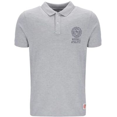 Russell Athletic Avery-Classic poloshirt met korte mouwen, New Grey Marl, L Russell Athletic Avery-Classic poloshirt met korte mouwen, New Grey Marl, L