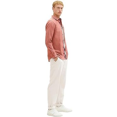 TOM TAILOR Heren Regular Fit Dobby overhemd met borstzak, 32301 Red Diamond Structuur, XL TOM TAILOR Heren Regular Fit Dobby overhemd met borstzak, 32301 Red Diamond Structuur, XL